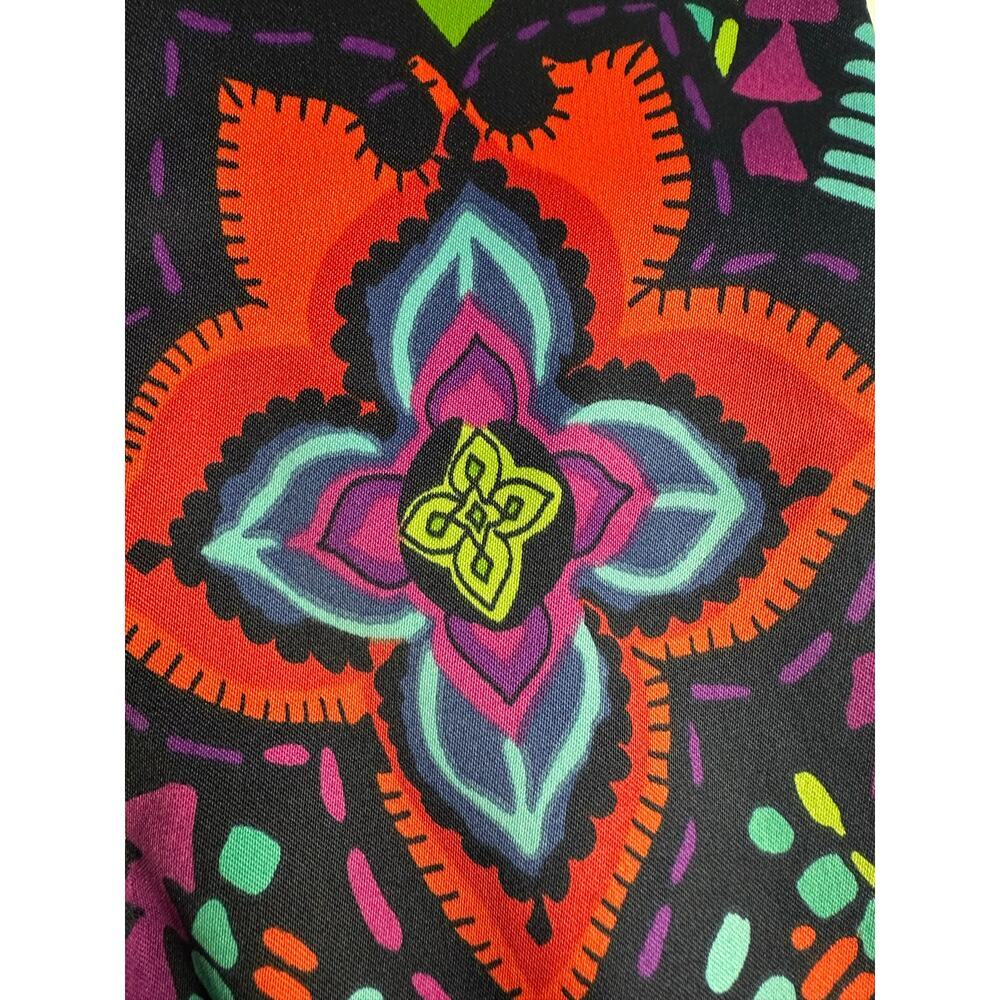 Y2K Vibrant Mosaic Sleeveless Sheath Dress Maximalist Mod 60s Psychedelic 12 L - Picture 7 of 11